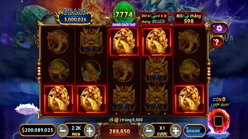 4 Thần Thú Sunwin là game nổ hũ cổ điển kết hợp yếu tố thần thoại phương Đông
