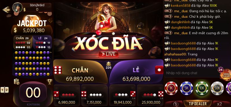 Live xóc đĩa Sunwin đem lại không khí như ở sòng bài