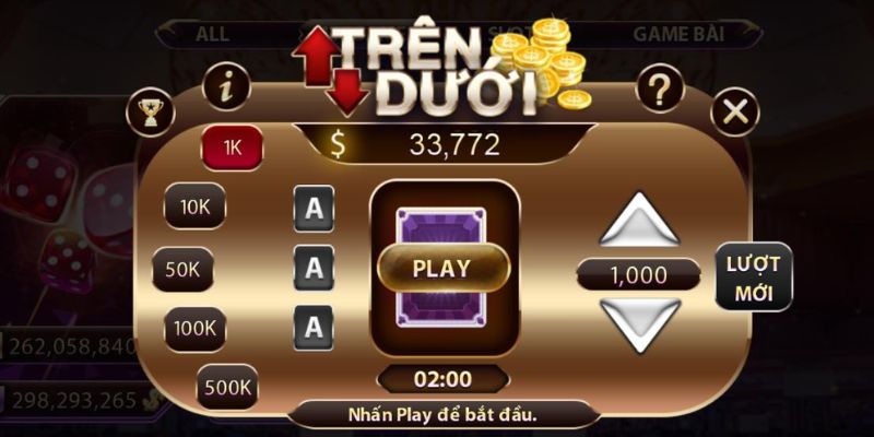 Mini game Trên Dưới luật chơi đơn giản, trả thưởng cao