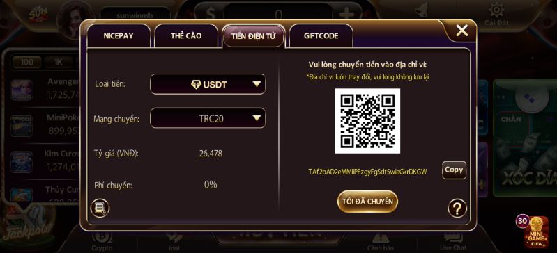 Hướng dẫn nạp tiền nhanh Sunwin