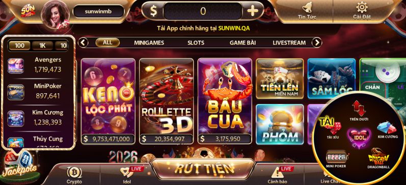 Sunwin sở hữu kho game đa dạng